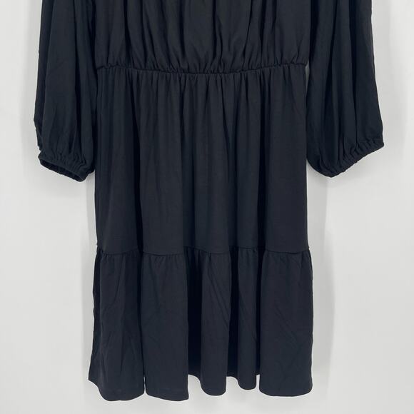 Ann Taylor Ruffle Boho Dress Black XS NWT Stretch Flowy - Picture 4 of 8